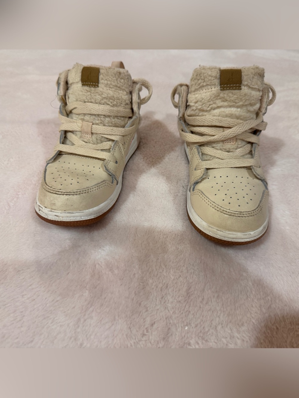 Jordan Kids High-Top Sneakers in Cream/Tan